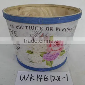 Decal Wooden Flower Pot Wood Pot With Plastic Liner Garden Decoration thumbnail-5