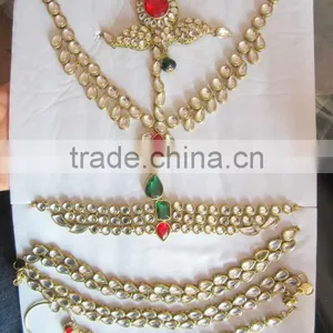 Wedding Dulhan BRIDAL KUNDAN NECKLACE Set thumbnail-3