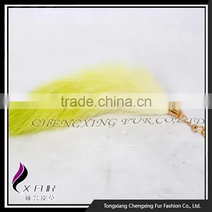 CX-R-34B Wholesale Custom Fashion Dip Dying Fox Fur Metal Keychain thumbnail-1