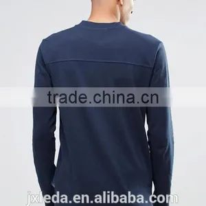 Fashion Men Baseball Collar Long Sleeves Top T-shirt Custom thumbnail-2