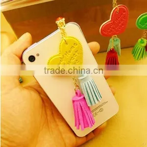 New Arrival Heart Pendant Mobile Phone Dustproof Hot Selling Crystal Dust Plugs With Tassels thumbnail-4