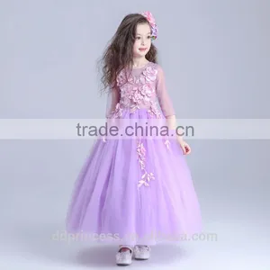 2017 Evening Dress Mesh Long Dress Purple Handmade Flower Wedding Dress thumbnail-2