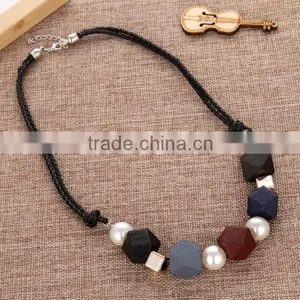 Zm35073a New Fashion Women Accessories Sweater Necklace Cheap Wooden Necklace thumbnail-1