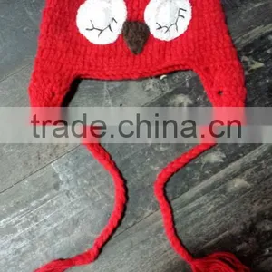 Red White Baby Boy/Girl Crochet Owl Animal Beanie Hat Cute Baby Crochet Hat thumbnail-1