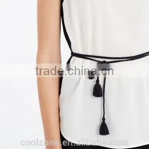 New Arrival Hot Selling Sleeveless High Neck Models Chiffon Blouse thumbnail-5