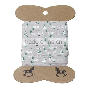 Cotton Sewing Ribbon Handmade DIY Craft Gray Christmas Tree Snowflake Pattern 10.0mm thumbnail-1
