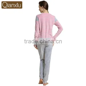 Logo Printed Dissimilarity Qianxiu Cozy Winter Cotton Lady Sleepwear thumbnail-3