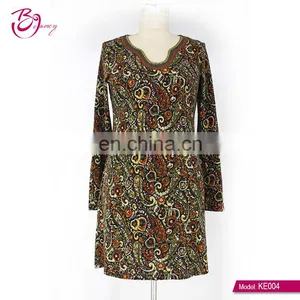 2017 Newest Kaftan Style Big Size Heart Printing One Piece Ropa Mujer Tunic for Mature Woman thumbnail-1