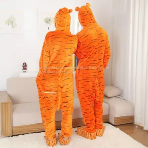 Tigger Cartoon Flannel Conjoined Polyester Couple Pajamas thumbnail-1