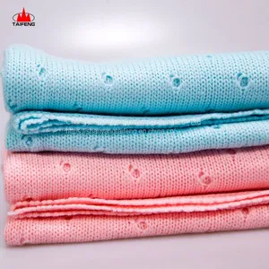 100%acrylic Faux Cashmere Yarn Fiber Knit Fringe Throw Blanket thumbnail-1