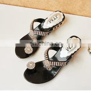 New Solid Color Rhinestone Sandals and Slippers Plus Size Women Slippers Summer Beach Women's Shoes thumbnail-2