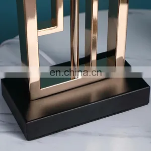 Oriental Modern Design Iron Rectangle Beautiful Bedside Table Lights With Silk Lampshade thumbnail-6