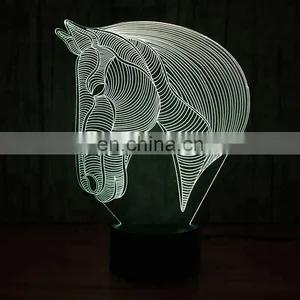 3D Illusion Horse Lamp Acrylic Led Night Light Table Desk Lamp for Bedroom thumbnail-1
