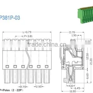 Termin Block 300V 8A Pluggable Terminal Blocks 2P - 22P 3.81mm Screwless Terminal Block thumbnail-2