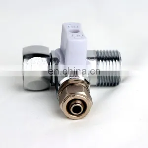 3/8 Inch Three-Way Ball Valve With Quick Connect and Adjustable Nut Brass Valves thumbnail-1