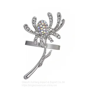 Gold Plated Diamond Flower Napkin Ring For Valentine's Day thumbnail-2
