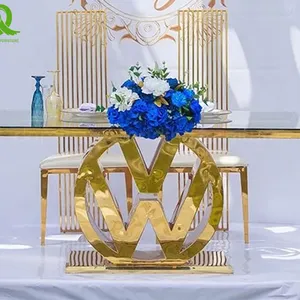 Luxury Royal Style Hotel Dining Marble Table and Stainless Steel Chair Furniture Set thumbnail-4