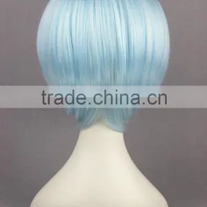 High Quality 35cm Short Straight EVA Ayanami Rei Ice Blue Wig Synthetic Anime Wig Cosplay Costume Hair Wigs Party Wig thumbnail-5