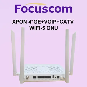 XPON ONU AC1200 Dual Band WiFi 5 Gigabit ONT With CATV Port 4*5dBi Antennas GPON/EPON Dual Mode Router for FTTH Triple-Play Focuscom FC2104C-T thumbnail-1