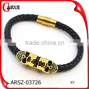 Stainless Steel Bracelet Friendship Bracelets Gold Double Skull Bracelets for Women thumbnail-1