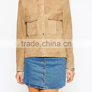 2015 Hot Customized High Quality Lady's Fashion Leather Jacket for Women Girls thumbnail-3
