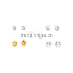 Bulk Wholesale Costume Jewelry Round Heart Square Shape Zircon Earrings Sets thumbnail-1