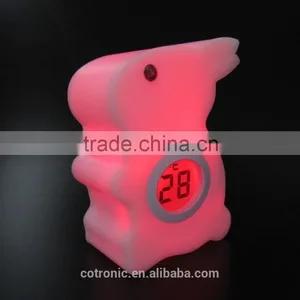 Rabbit Shape Room Thermometer Temperature Displayer LED Color Changing Night Light Lamp for Babies Kids Children thumbnail-3