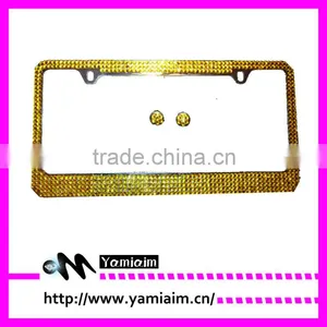 Gold Rhinestone License Plate Frame With Custom Pattern thumbnail-1