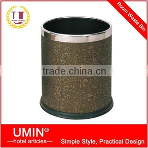 Egypt Round Faux Leather Garbage Bin thumbnail-1