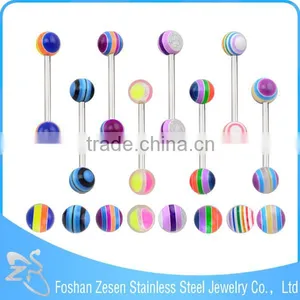 Fashionable Design Stainless Steel Custom Cheap Resin Ball Beautiful Tongue Ring thumbnail-3
