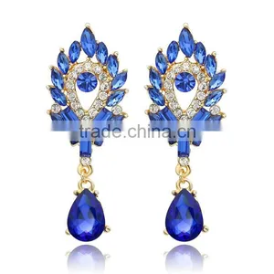 Korean Wind Women Crystal Rhinestone Leaves Water Drop Earrings Wedding Gift thumbnail-3