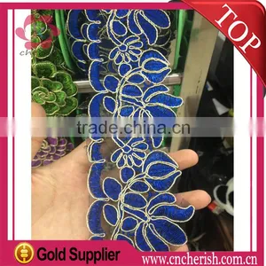 Wholesale Royal Blue Guipure Lace Fabric French Embroidered Tulle Lace for Islamic Middle East Mohammedan Quality Choice thumbnail-1