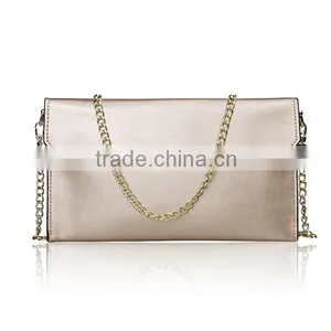 Ladies Leather Clutches Party Evening Bag With Removable Golden Chain Shoulder Strap thumbnail-2