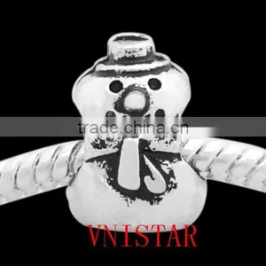 Vnisatr Antique Silver Plated Snowman Shaped Spacer Beads for European Bracelet Wholesale PBD2571 thumbnail-1