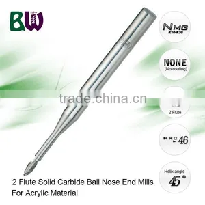 Solid Carbide 2 Flute Acrylic Ball Nose End Mills For Cutting Acrylic thumbnail-1