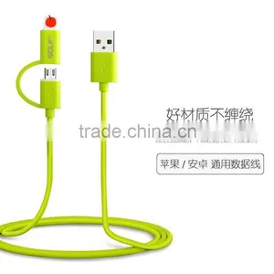 GOLF Speed 2in1 Intelligent Sync Charging Cable for Iphone 5/5s/6s/6s Plus 2.1A 105CM Micro USB TPE Cable for Android Device thumbnail-1