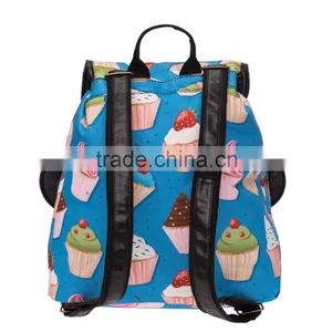 2016 3d Printed Muffin Cartoon Vintage Canvas Rucksacks Cute School Satchel Rucksack Backpack Campus Bag thumbnail-3