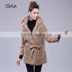 Turndown Collar Fashion Wool Handmade Sweater Design for Girl thumbnail-1