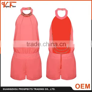 Custom Made Adult Pink Elegant Slim Fit Clubwear Party Trouser Women Woven Jumpsuit thumbnail-1