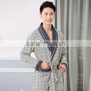 NEW Cotton Nightwear for Men Spring and Autumn Long Sleeve Sleep Gown Men Lounge Robes Plus Size thumbnail-1