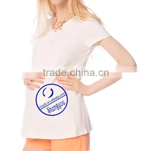 Custom Wholesale 100 Cotton Plain Short Sleeve Maternity t Shirt thumbnail-3
