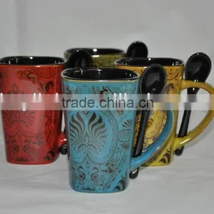 Reactive Glazed Coffee Mug With Spoon thumbnail-1