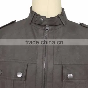 2016 New European Style Clothing Cheap Men PU Leather Jacket thumbnail-2