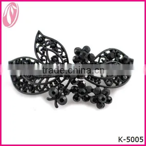 Wholesale Plain Black Metal Flower Hair Stick Barrettes for Lady thumbnail-1