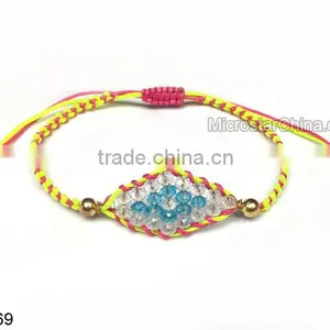 Braided Macrame Crystal Beads Eye Bracelet thumbnail-1