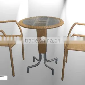 Rattan Table and Chair thumbnail-1