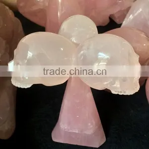 Natural Various Shaped Crystal Skull Rose Quartz Ornaments thumbnail-6