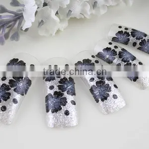 Glitter Flower Sexy Hot False Nail French Nail Tips Wholesale Salon Airbrush Nails thumbnail-1