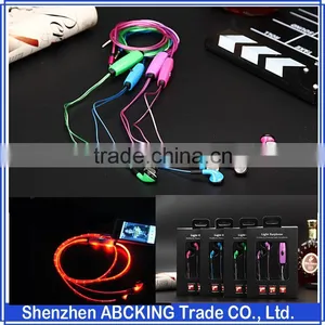 3.5mm LED Earphones For Mobile Phones Music Cell Phones Headphones thumbnail-1