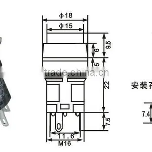 PUSH BUTTON SWITCH/2A 250V/4A 125V(CZ805-048) SWITCH,IP40 1A 250V AC 16mm CQC CE Illuminated Switch thumbnail-2